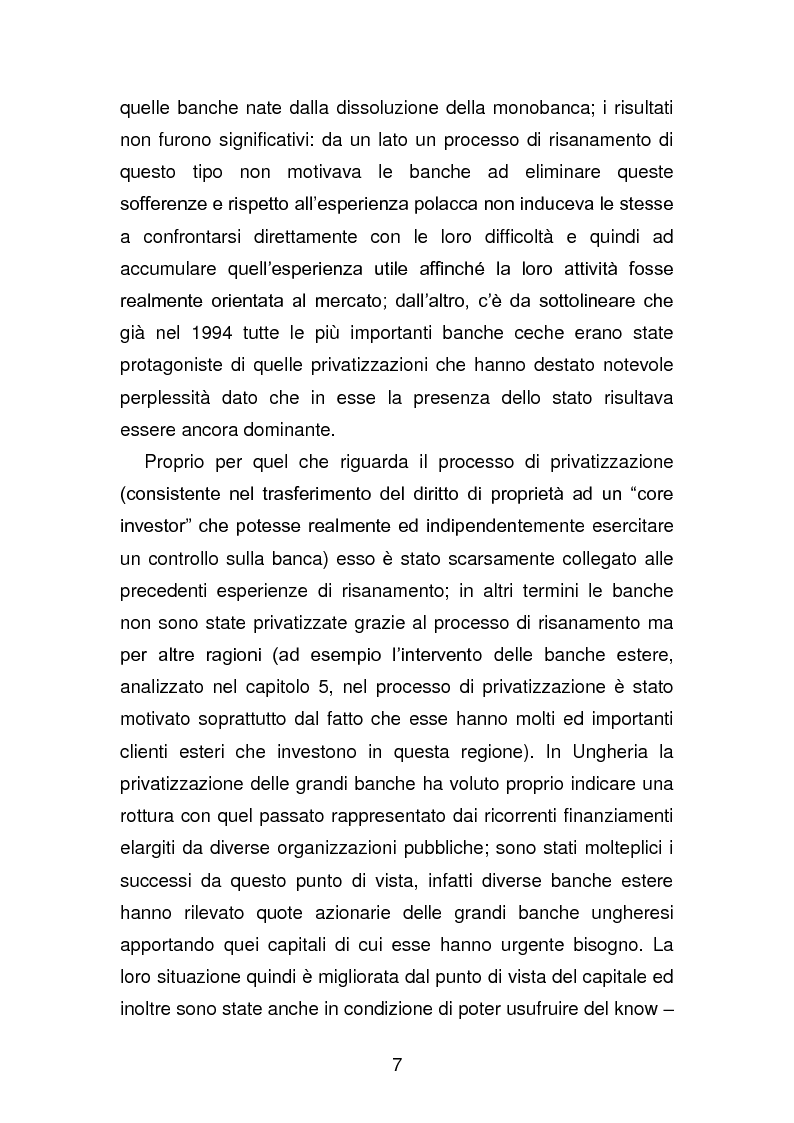 Anteprima della tesi: Risanamento e privatizzazione nel sistema bancario dei PECO 3 (Polonia , Ungheria , Repubblica Ceca), Pagina 6