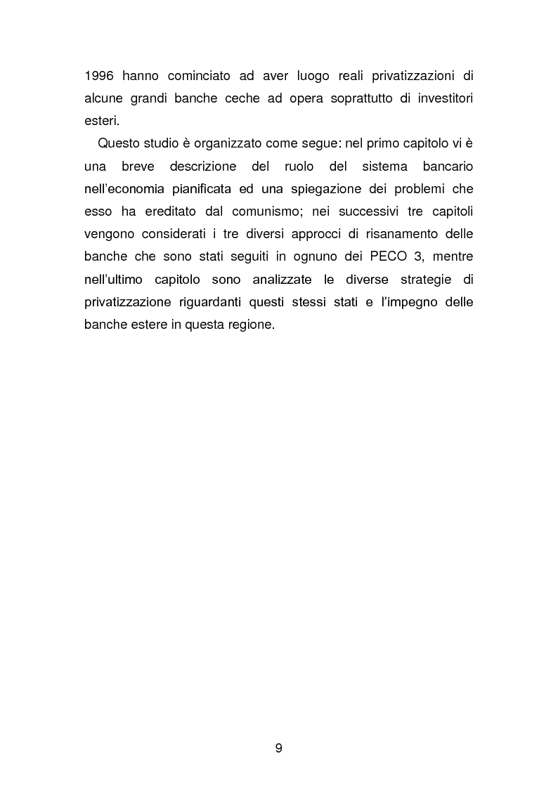 Anteprima della tesi: Risanamento e privatizzazione nel sistema bancario dei PECO 3 (Polonia , Ungheria , Repubblica Ceca), Pagina 8