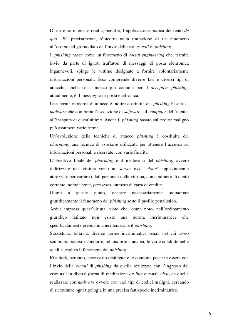 Anteprima della tesi: La frode informatica: origine, ambito di operatività ed applicazione pratica di un reato sempre più attuale., Pagina 4