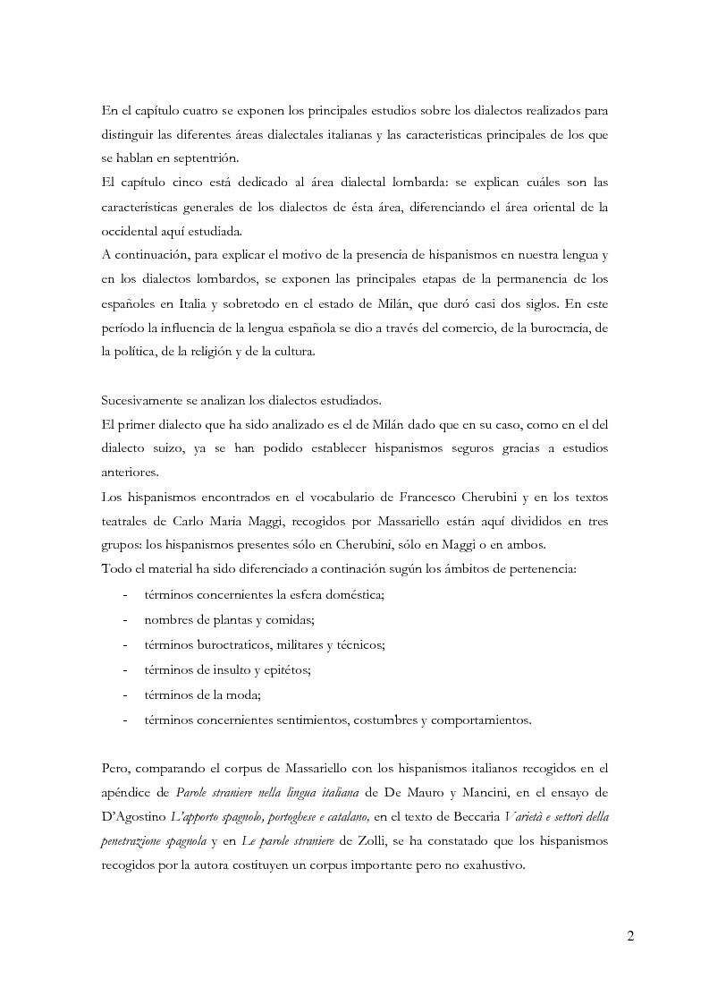Anteprima della tesi: Gli ispanismi nei dialetti lombardi: l'area lombarda-occidentale, Pagina 3