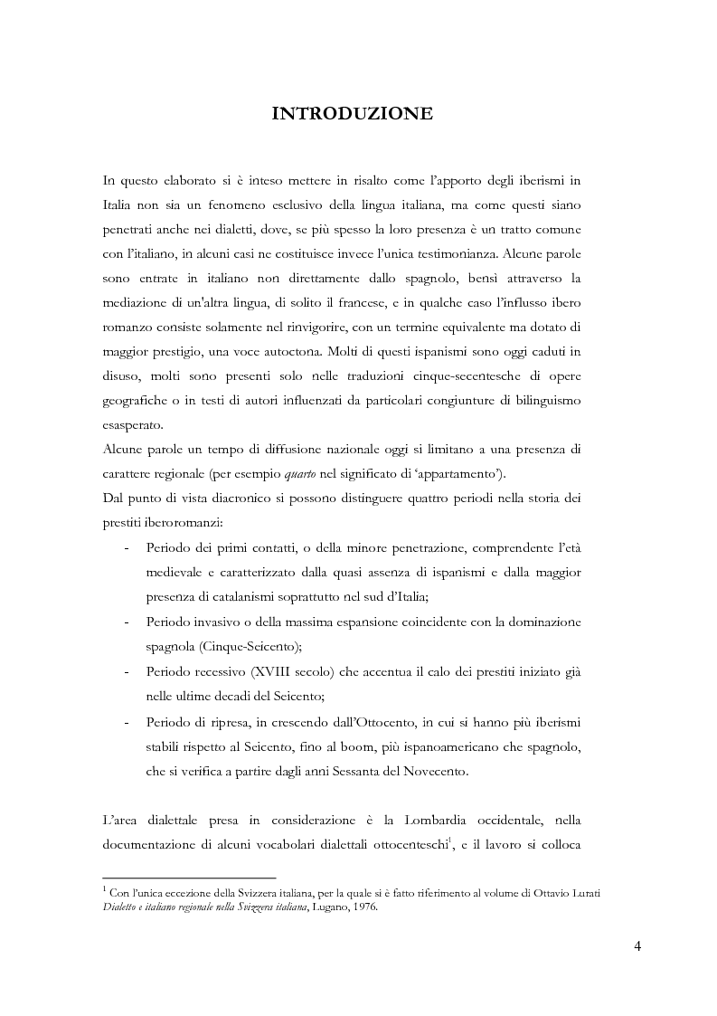 Anteprima della tesi: Gli ispanismi nei dialetti lombardi: l'area lombarda-occidentale, Pagina 5