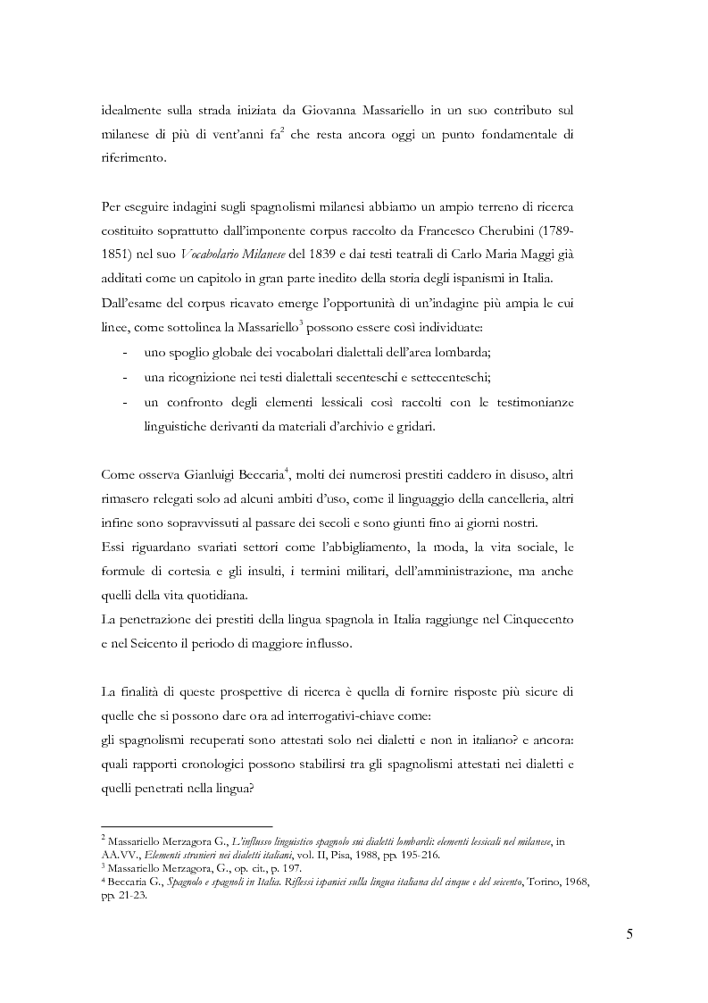 Anteprima della tesi: Gli ispanismi nei dialetti lombardi: l'area lombarda-occidentale, Pagina 6