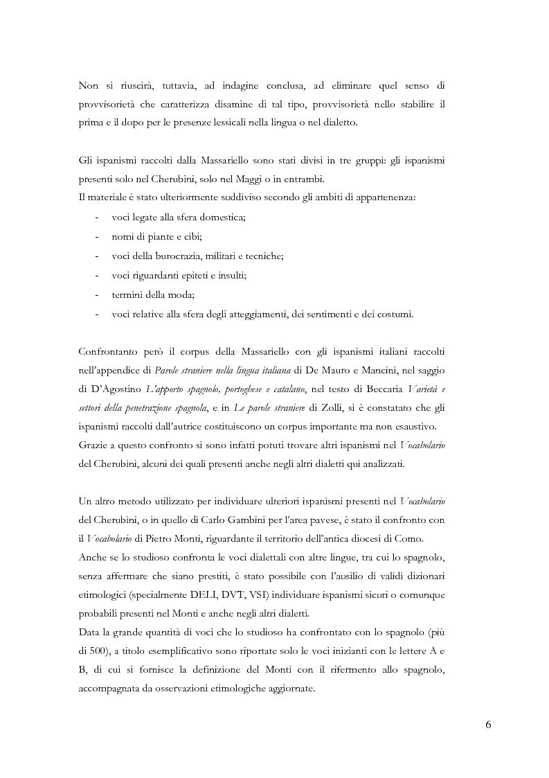 Anteprima della tesi: Gli ispanismi nei dialetti lombardi: l'area lombarda-occidentale, Pagina 7
