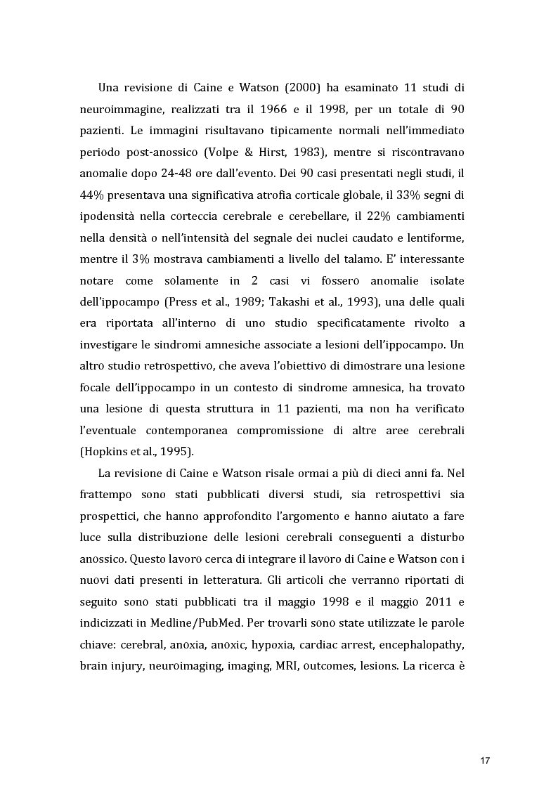 Estratto dalla tesi: Funzioni Esecutive e Cognizione Sociale nei danni diffusi da Anossia Cerebrale: studio di 5 casi clinici