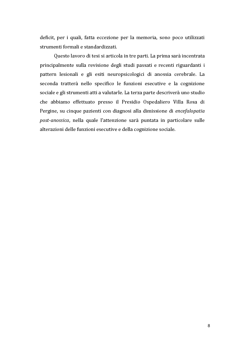 Anteprima della tesi: Funzioni Esecutive e Cognizione Sociale nei danni diffusi da Anossia Cerebrale: studio di 5 casi clinici, Pagina 6