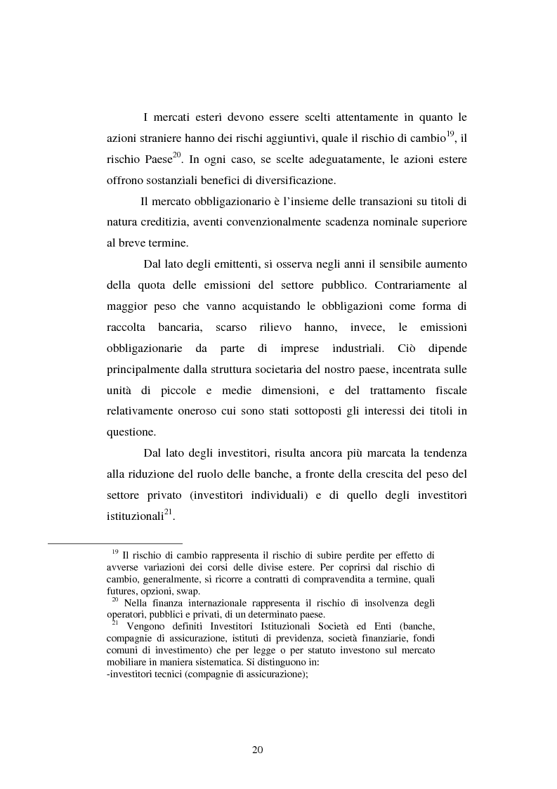 Estratto dalla tesi: Le scelte di investimento e la gestione di portafoglio