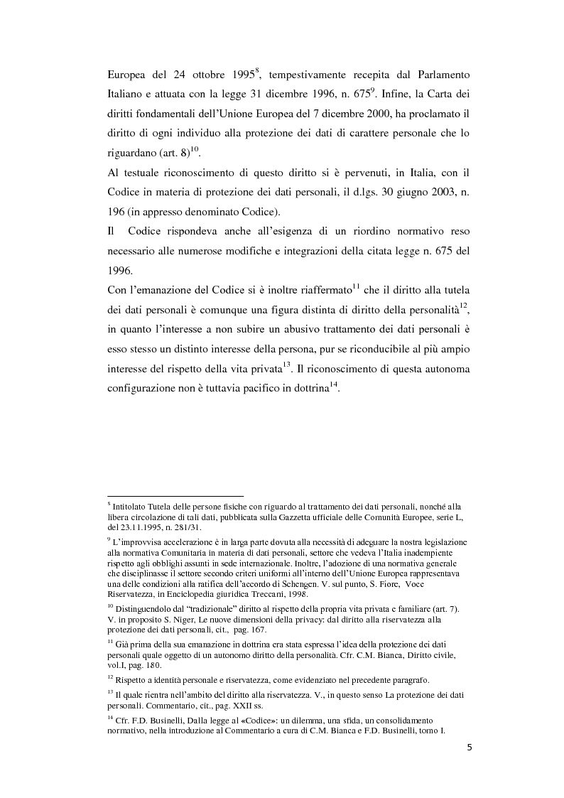 Anteprima della tesi: Il diritto alle privacy e le deroghe speciali a favore degli operatori dell'informazione, Pagina 4