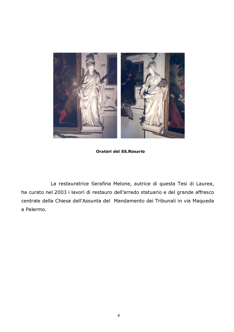 Anteprima della tesi: Stucchi di Giacomo e Procopio Serpotta. Restauro dell'arredo statuario della chiesa dell'Assunta in Palermo, Pagina 3