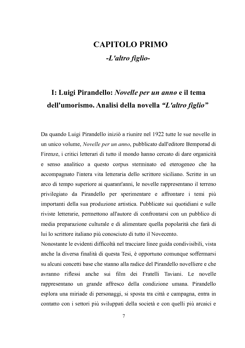 Anteprima della tesi: ''Kaos'' e ''Tu ridi'': i fratelli Taviani interpretano Luigi Pirandello, Pagina 6