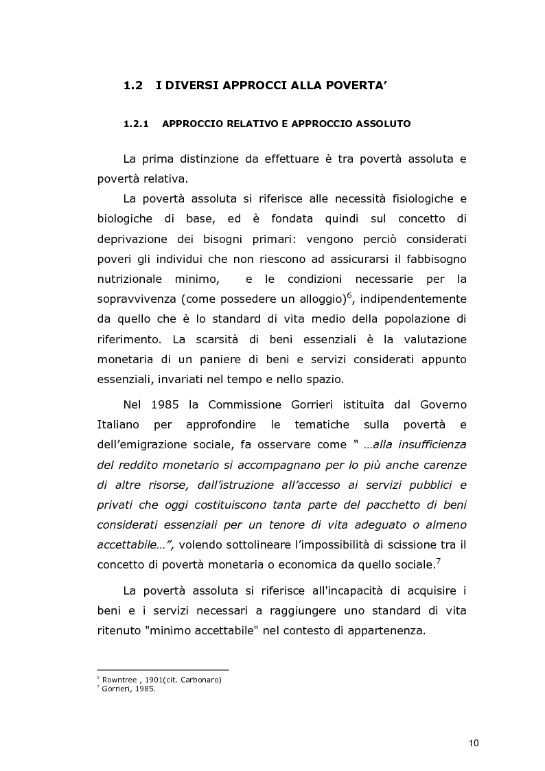 Anteprima della tesi: Le linee di povertà: metodi e modelli, Pagina 6