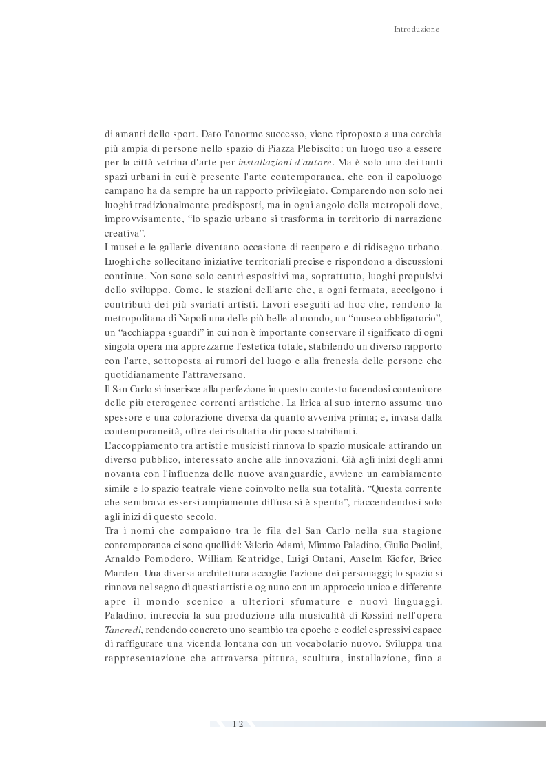Anteprima della tesi: Artisti in scena - Arte contemporanea al San Carlo, Pagina 3