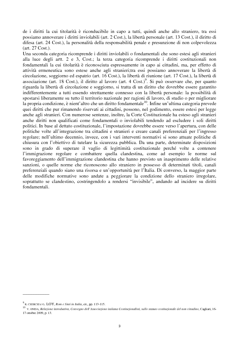 Anteprima della tesi: Reato di clandestinità e la circostanza aggravante di clandestinità nella recente giurisprudenza della Corte Costituzionale, Pagina 5