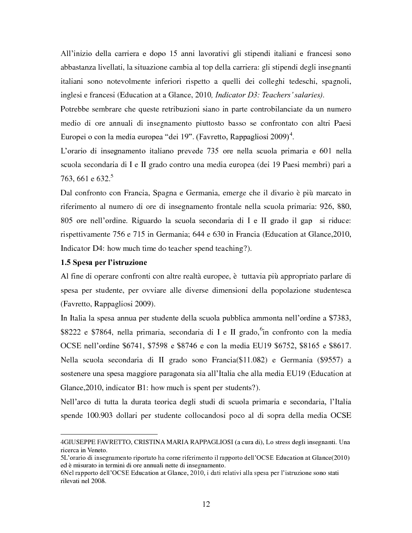 Estratto dalla tesi: Stress e Lavoro degli insegnanti