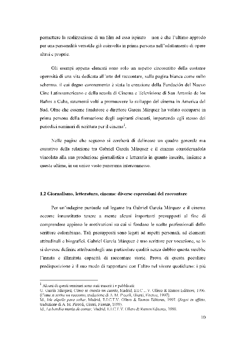 Anteprima della tesi: «El cuentero nace, no se hace» Gabriel García Márquez tra letteratura e cinema, Pagina 6