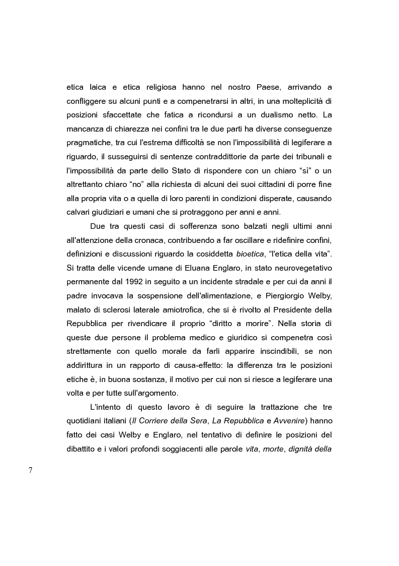 Anteprima della tesi: Un'etica laica è possibile? Un'indagine a partire dalle vicende di Piergiorgio Welby ed Eluana Englaro, Pagina 6