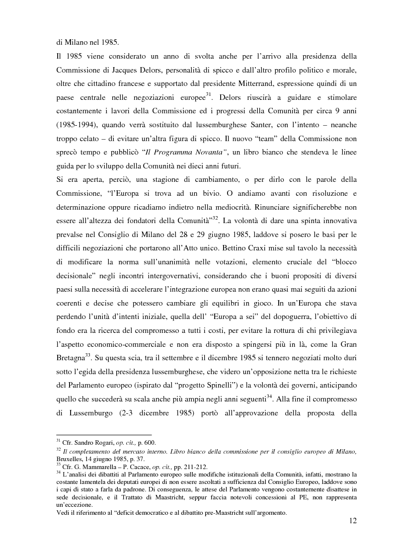 Anteprima della tesi: L'Europa dal 1989 a Maastricht nel dibattito politico-parlamentare europeo, italiano e francese., Pagina 10