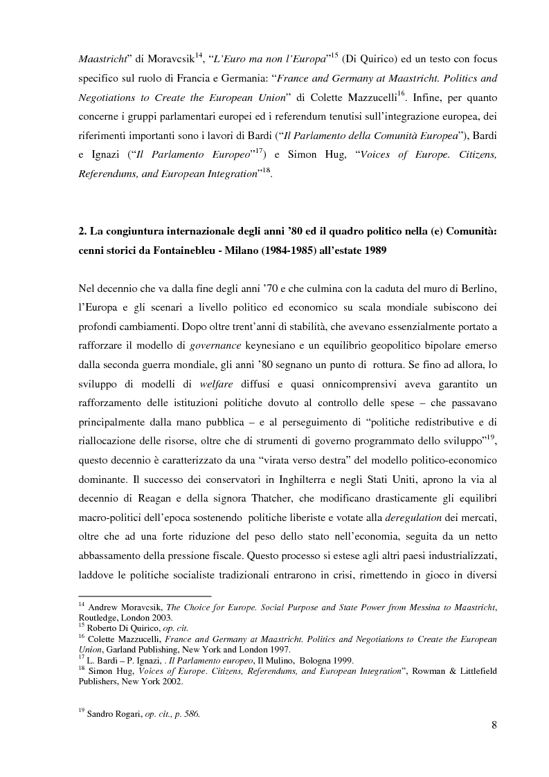 Anteprima della tesi: L'Europa dal 1989 a Maastricht nel dibattito politico-parlamentare europeo, italiano e francese., Pagina 6