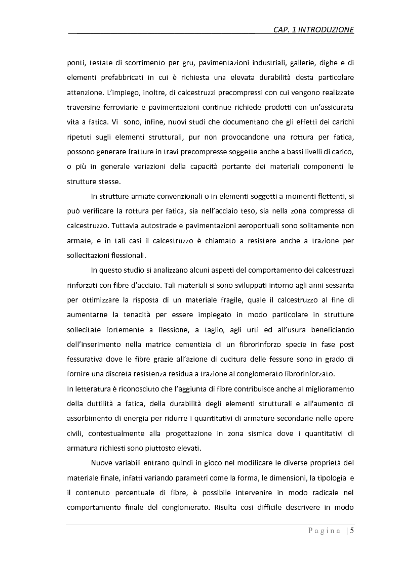 Anteprima della tesi: Studio sperimentale sul comportamento del calcestruzzo fibrorinforzato sottoposto a fatica, Pagina 3