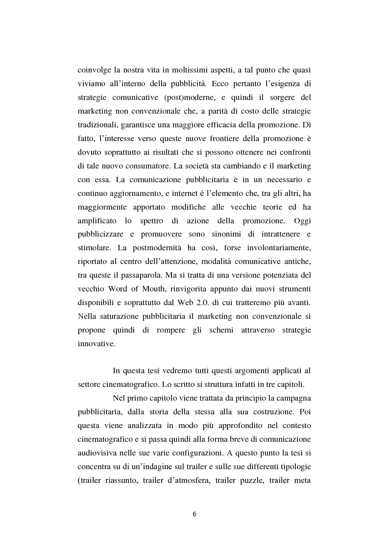 Anteprima della tesi: La campagna pubblicitaria per l'audiovisivo, un'indagine sul ruolo del trailer e del marketing non convenzionale nella promozione cinematografica, Pagina 4