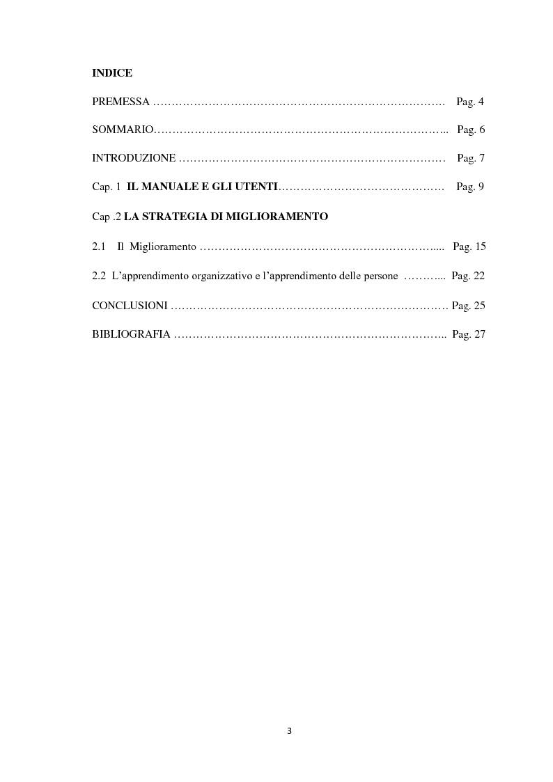 Indice della tesi: Il sistema di gestione della Qualità, Pagina 1