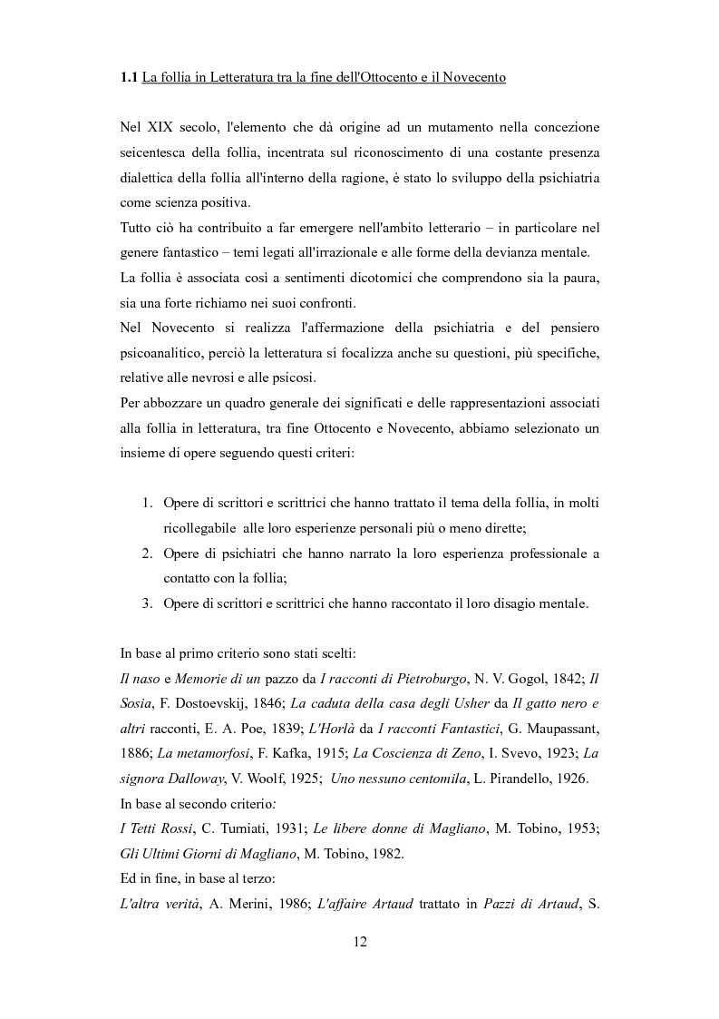 Anteprima della tesi: Narrare il disordine: una rappresentazione della follia attraverso i racconti di una mente perduta, Pagina 12