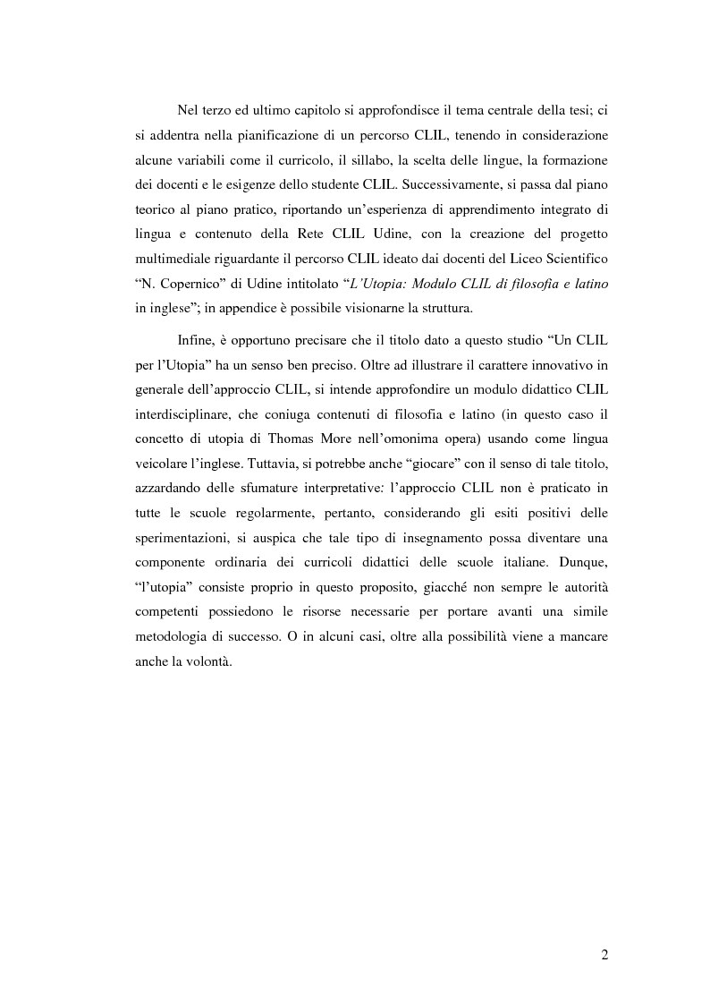 Anteprima della tesi: Un CLIL per l'Utopia, Pagina 3