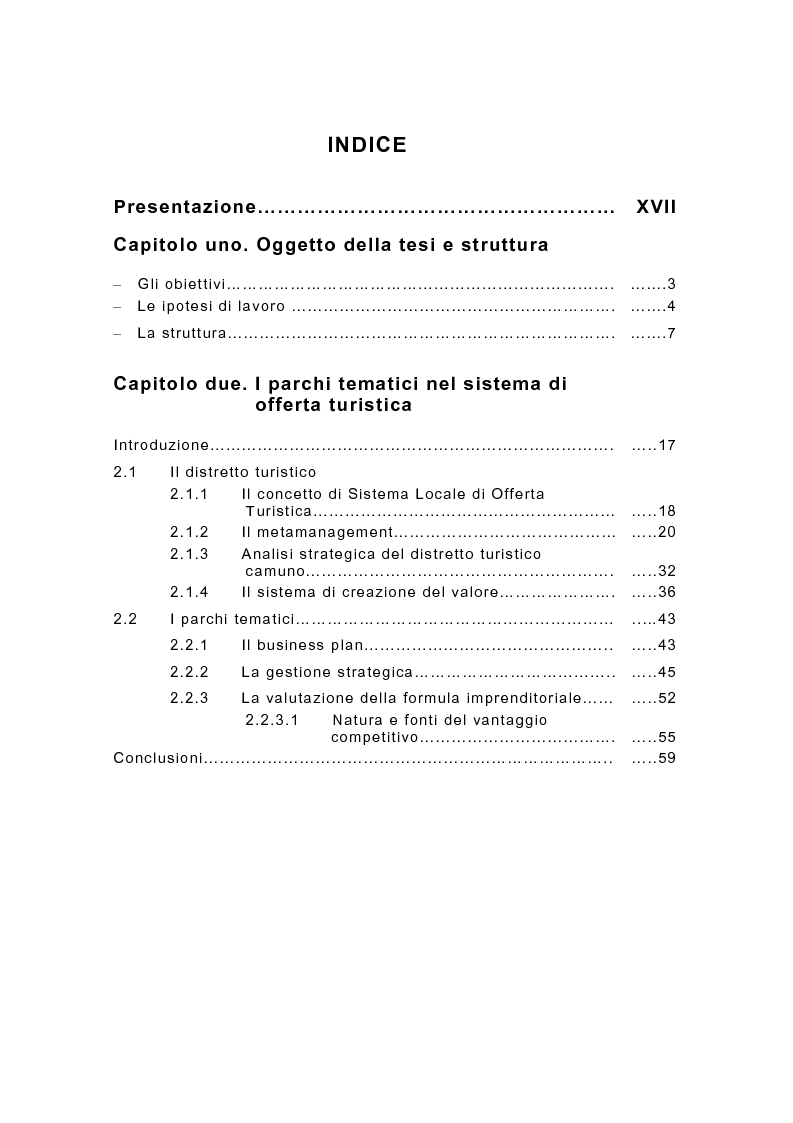 Indice della tesi: Strategie di sviluppo del turismo in Valle Camonica: il caso Archeopark, Pagina 1