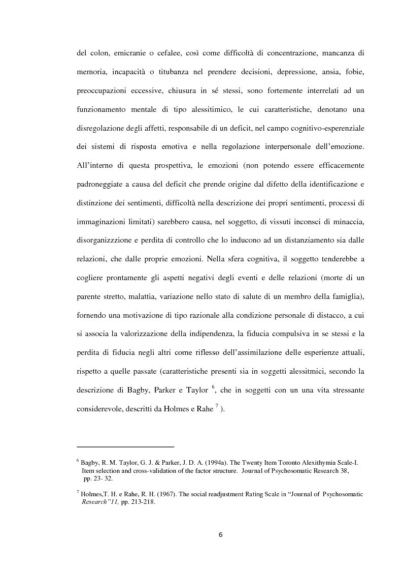 Anteprima della tesi: Eventi Stressanti e Alessitimia: Aspetti metodologici, Pagina 5