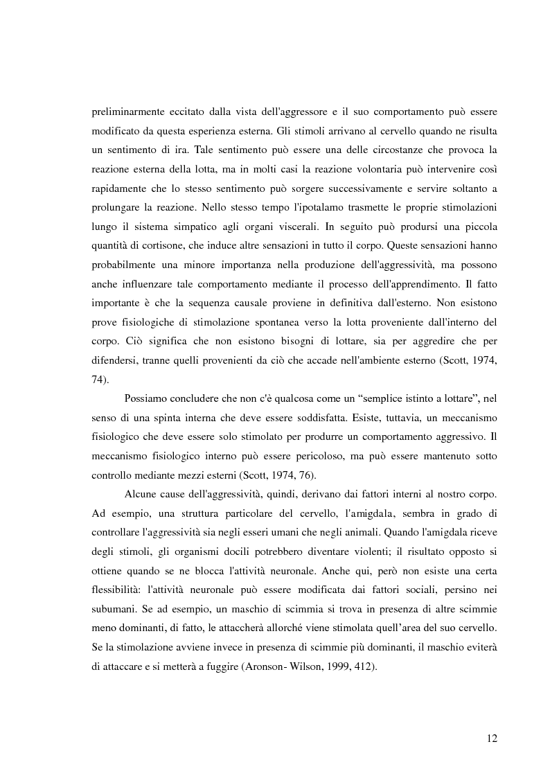 Anteprima della tesi: L'aggressività dei tifosi del calcio: un fenomeno psico-sociale, Pagina 13