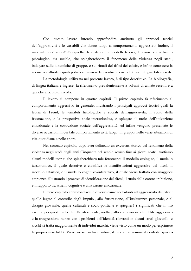 Anteprima della tesi: L'aggressività dei tifosi del calcio: un fenomeno psico-sociale, Pagina 4