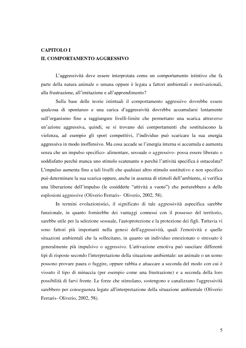 Anteprima della tesi: L'aggressività dei tifosi del calcio: un fenomeno psico-sociale, Pagina 6