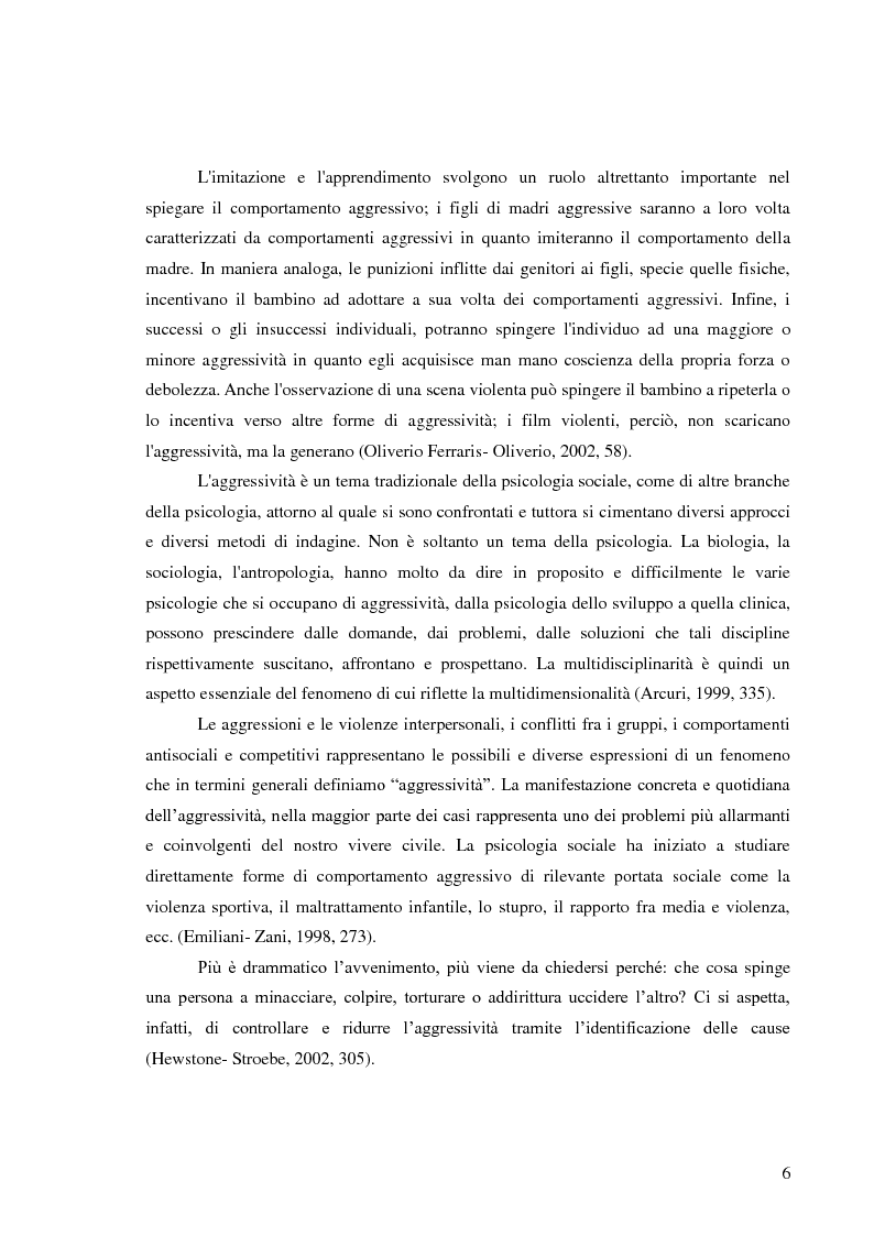 Anteprima della tesi: L'aggressività dei tifosi del calcio: un fenomeno psico-sociale, Pagina 7