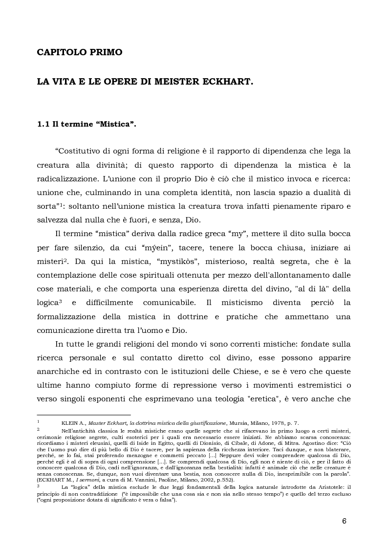 Anteprima della tesi: Meister Eckhart, modello mistico cristiano, Pagina 8