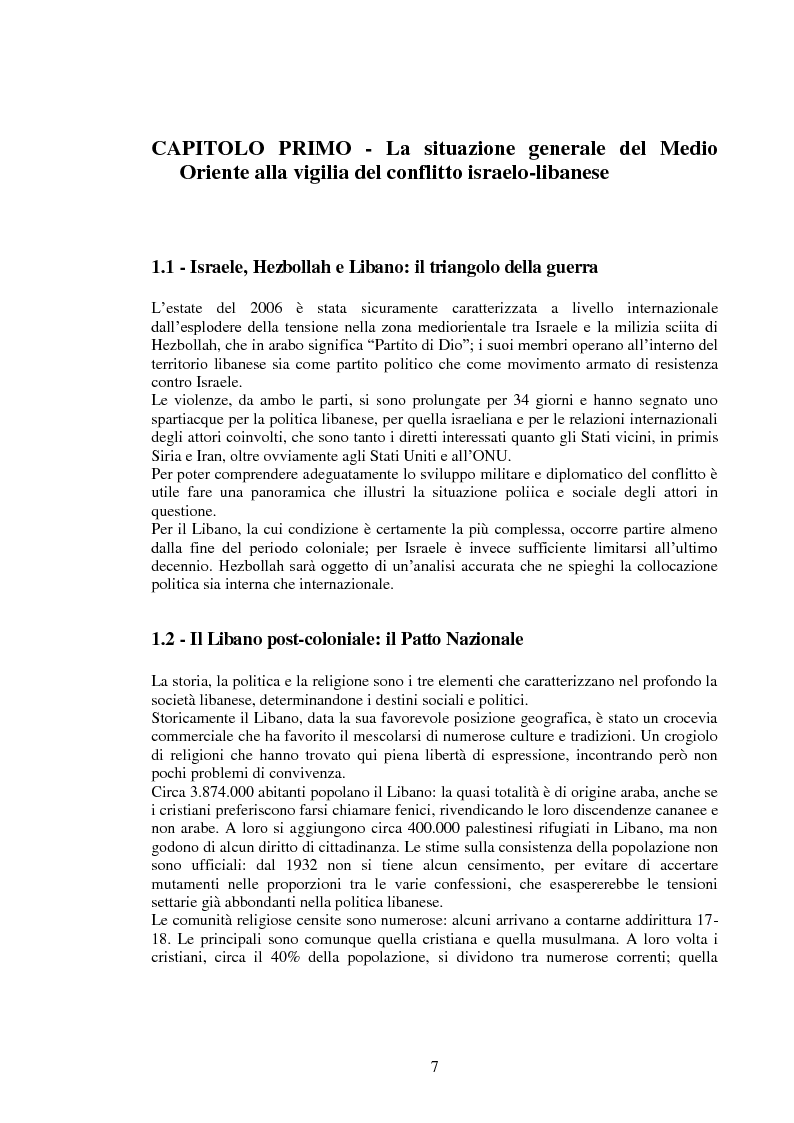 Anteprima della tesi: Il conflitto israelo-libanese dell'estate 2006, Pagina 5