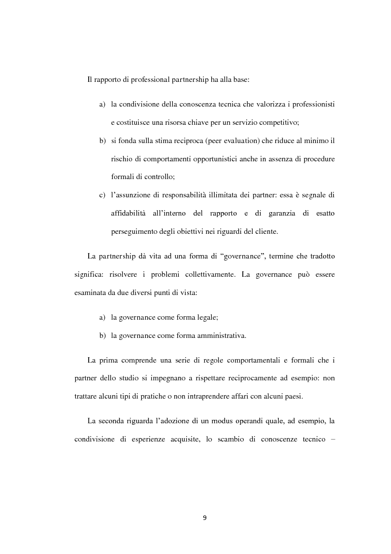 Anteprima della tesi: La partnership e lo sviluppo degli studi professionali associati, Pagina 7