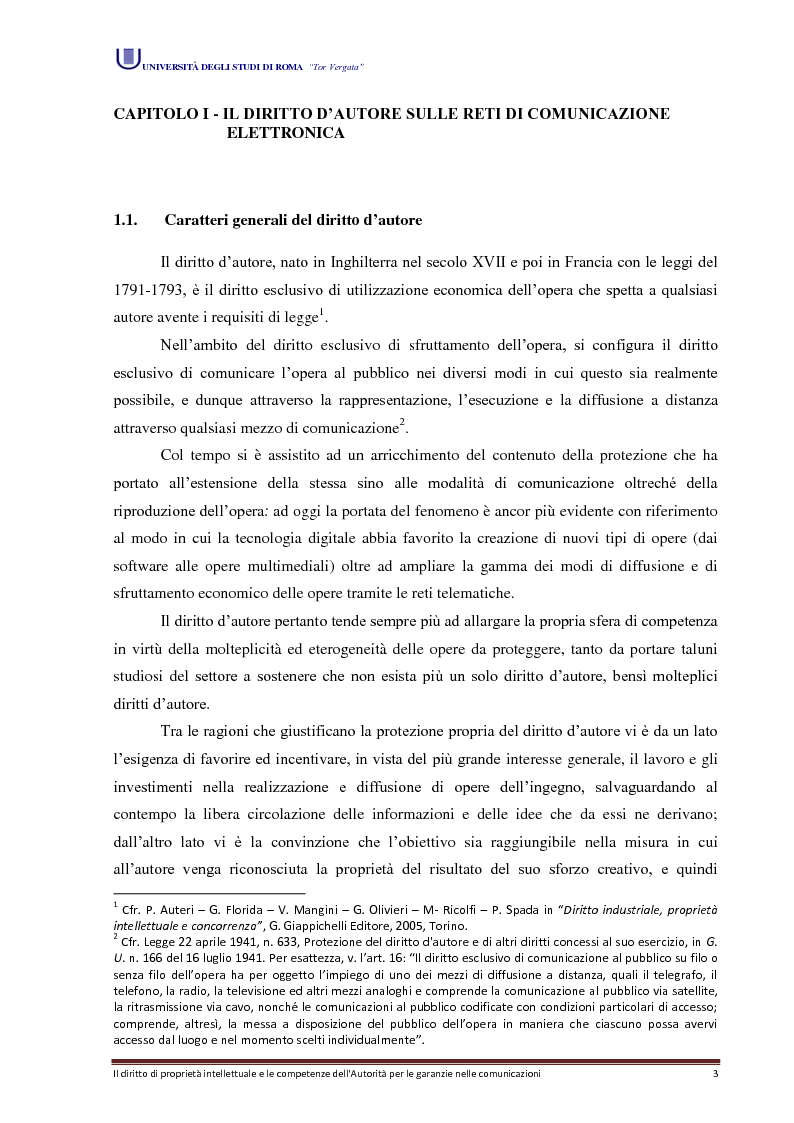Anteprima della tesi: Il diritto di proprietà intellettuale e le competenze dell'Autorità per le garanzie nelle comunicazioni, Pagina 3