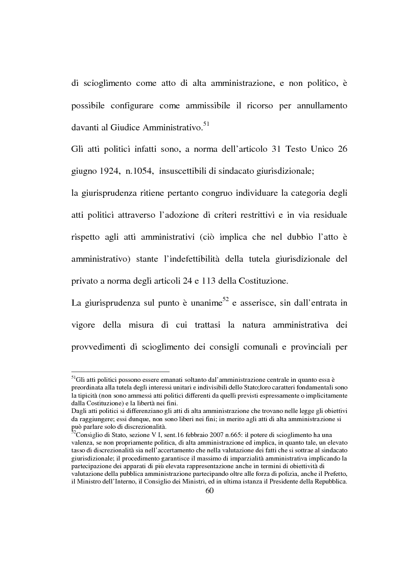 Estratto dalla tesi: Scioglimento dei Consigli Comunali per infiltrazioni criminali