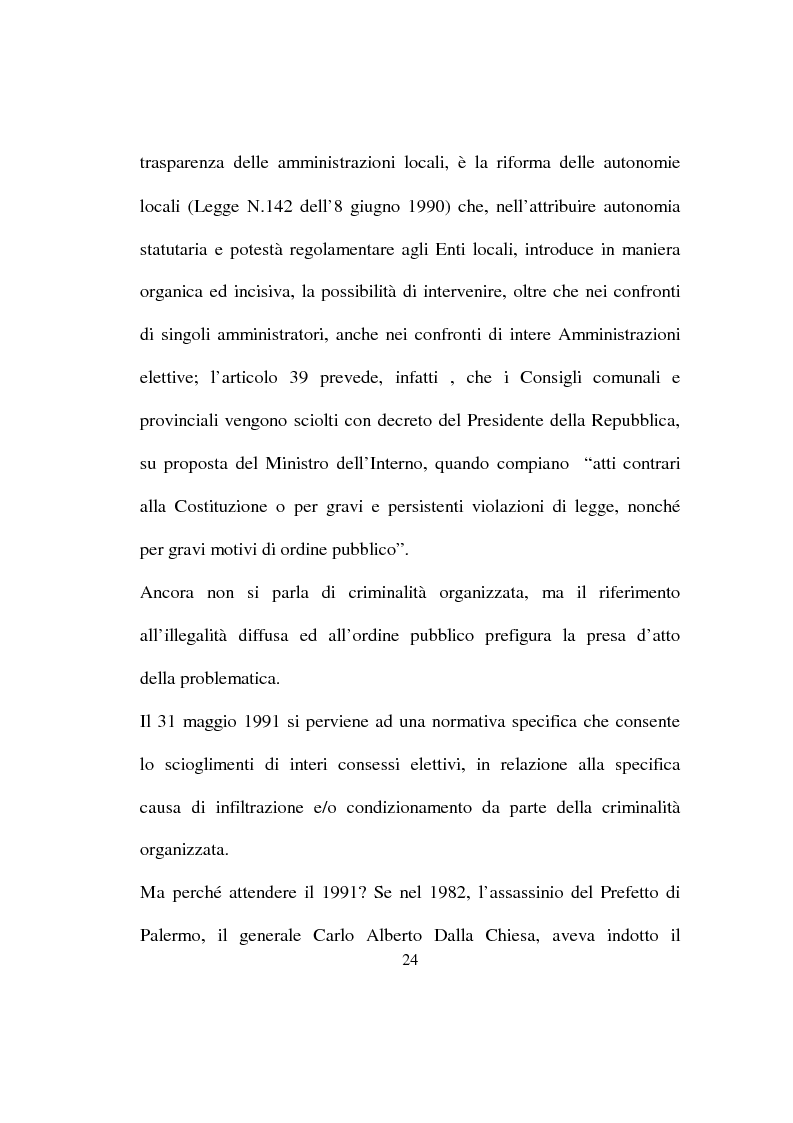 Anteprima della tesi: Scioglimento dei Consigli Comunali per infiltrazioni criminali, Pagina 11