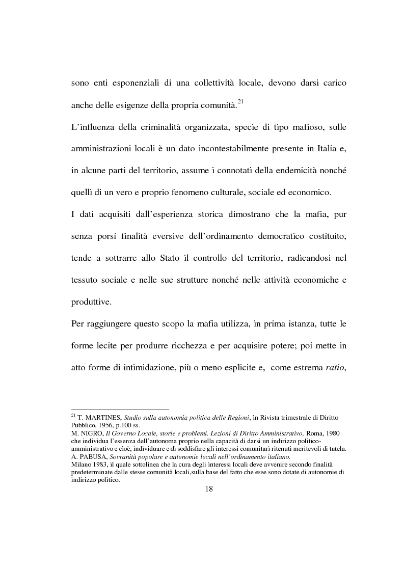 Anteprima della tesi: Scioglimento dei Consigli Comunali per infiltrazioni criminali, Pagina 5