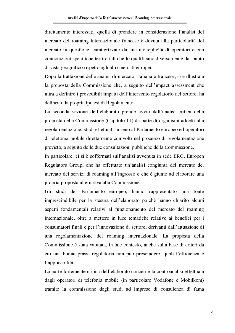 Anteprima della tesi: Analisi d'impatto della regolamentazione: il roaming internazionale, Pagina 5