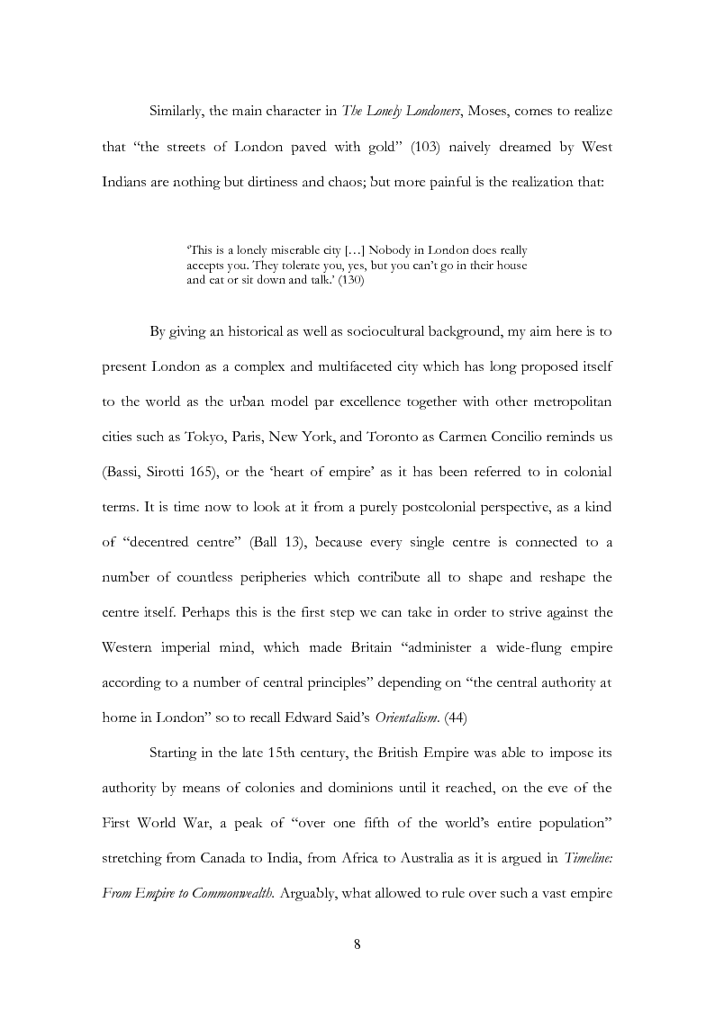 Anteprima della tesi: Living London, Living Between the Lines: Negotiating New Identities in the Postcolonial City, Pagina 8