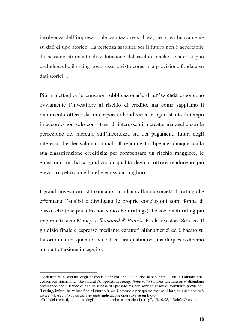 Estratto dalla tesi: Un'analisi empirica sulla consistenza dei credit ratings