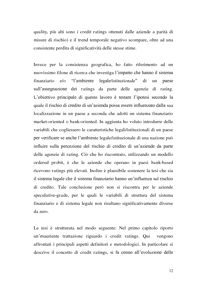 Anteprima della tesi: Un'analisi empirica sulla consistenza dei credit ratings, Pagina 6