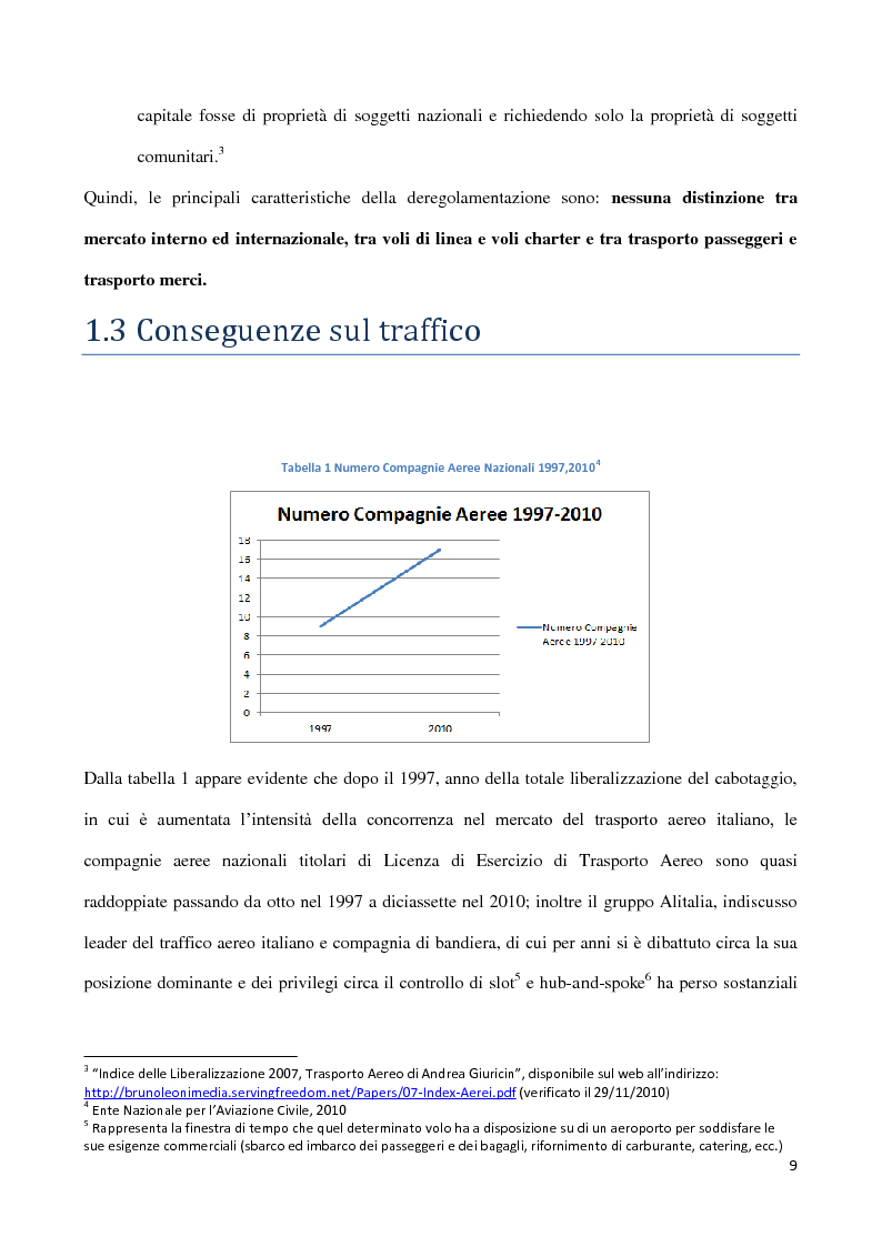 Anteprima della tesi: Struttura e Performance Economico-Finanziaria del Settore del Trasporto Aereo Italiano, Pagina 7