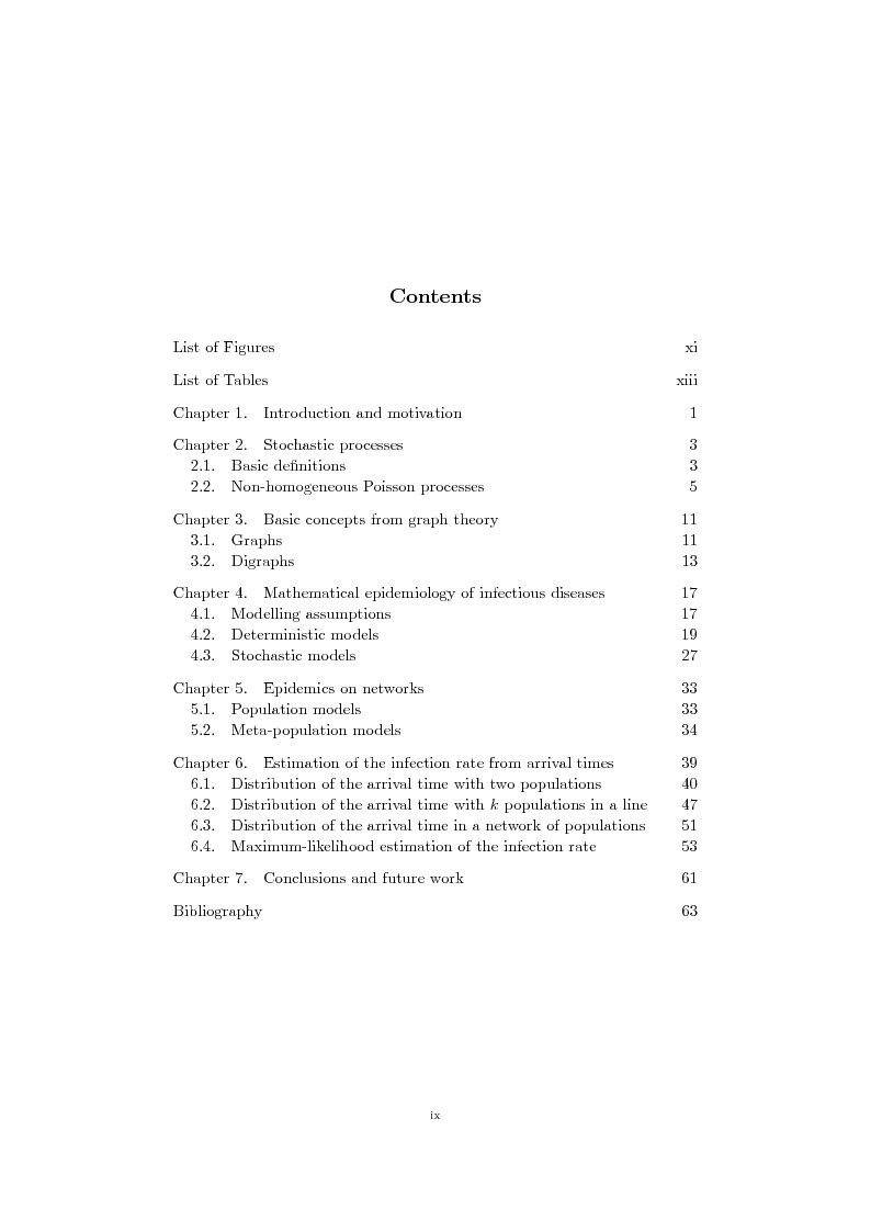 Indice della tesi: Estimation of the infection rate in epidemic models with multiple populations, Pagina 1
