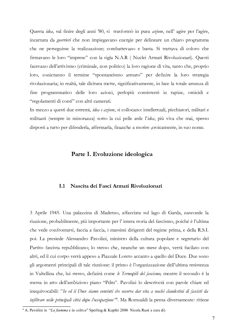 Anteprima della tesi: A Destra del M.S.I. Evoluzione armata del neofascismo dai F.A.R. ai N.A.R., Pagina 5