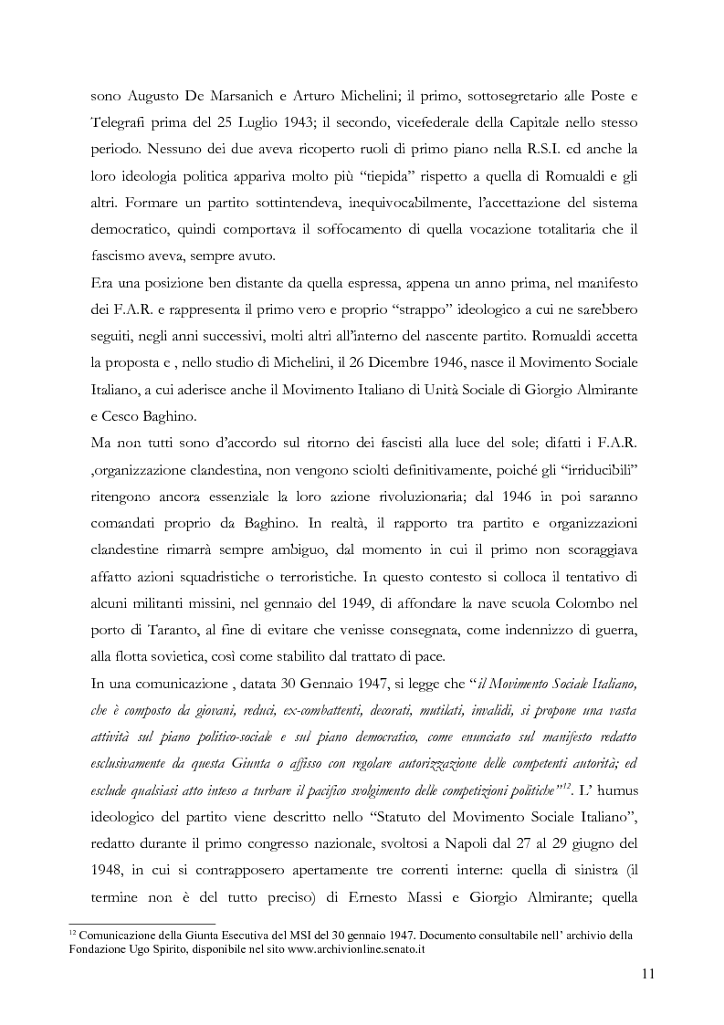 Anteprima della tesi: A Destra del M.S.I. Evoluzione armata del neofascismo dai F.A.R. ai N.A.R., Pagina 9