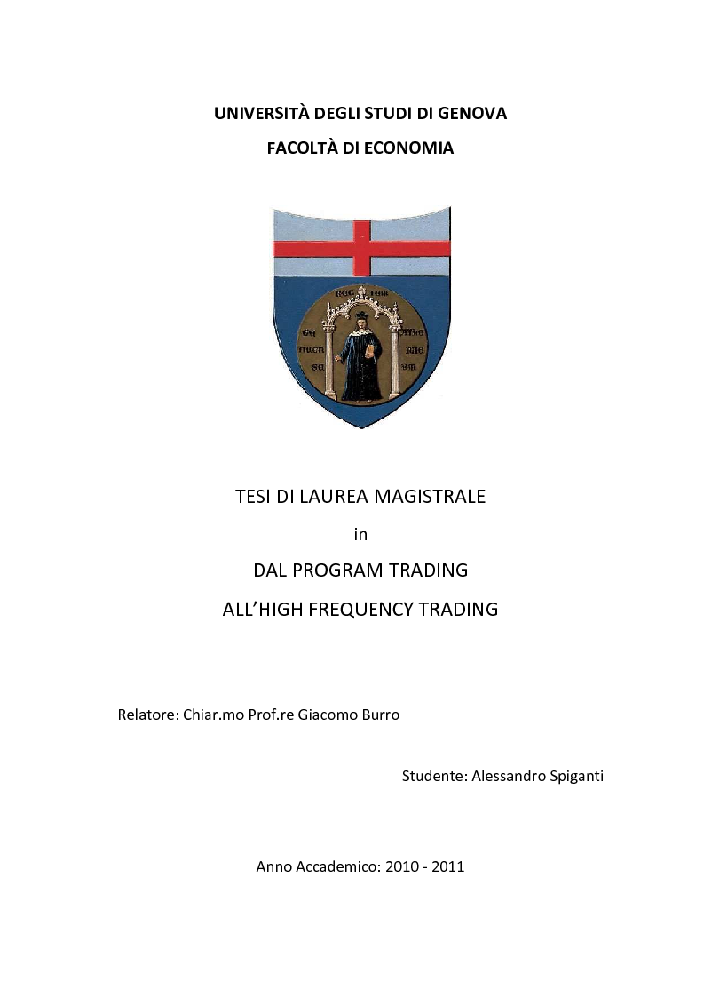 Anteprima della tesi: Dal Program Trading all'High Frequency Trading, Pagina 1