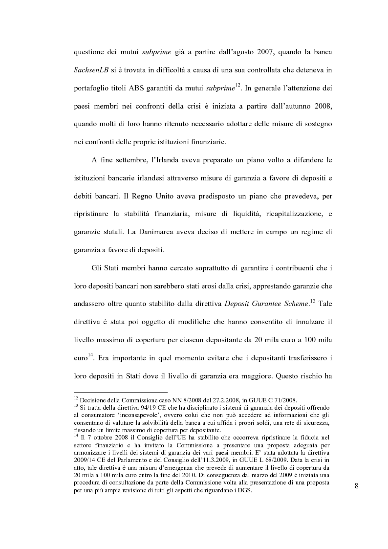 Anteprima della tesi: Crisi economico - finanziaria e aiuti alle imprese nel diritto europeo, Pagina 6