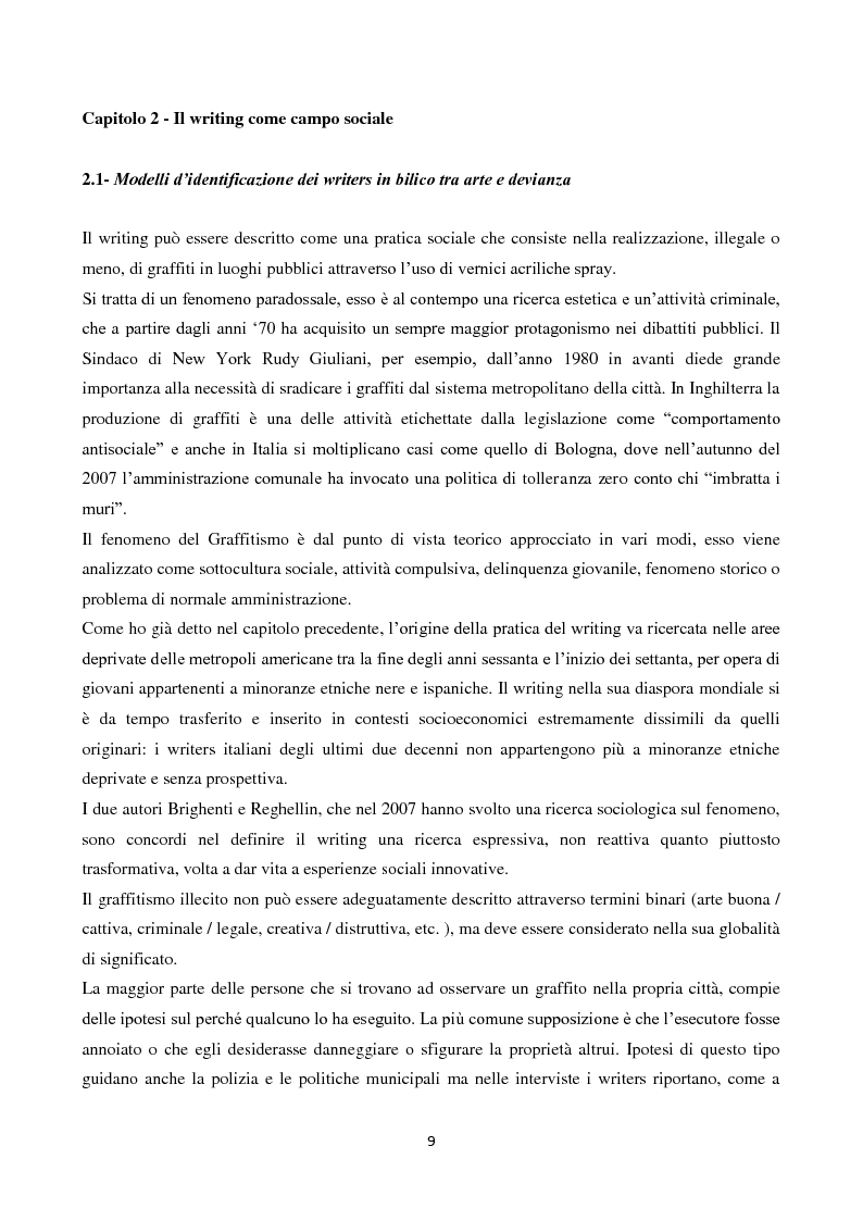 Anteprima della tesi: Graffitismo a Bologna: analisi della scritta murale in tre quartieri, Pagina 6
